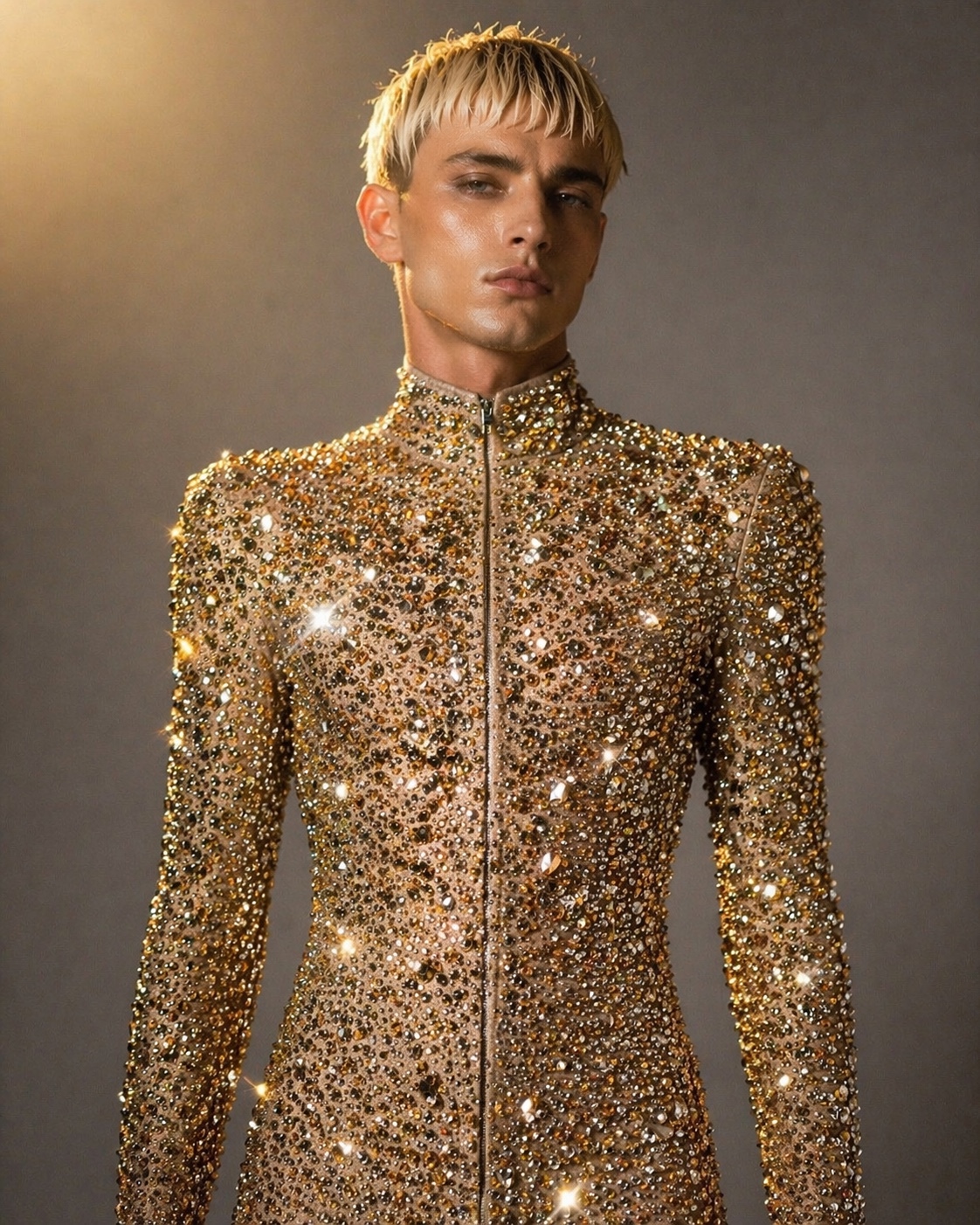 Charlie Void in a gold crystal suit